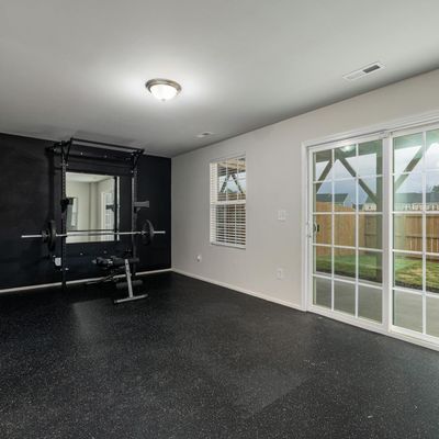 View of a clean, empty space for workout.